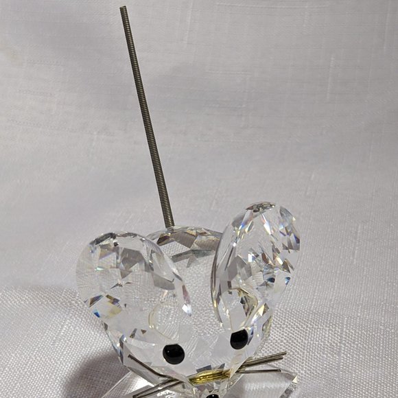 Lge Swarovski 1980's Mouse Spring Tail Sits on A Square Base Not Original Box - Picture 2 of 12